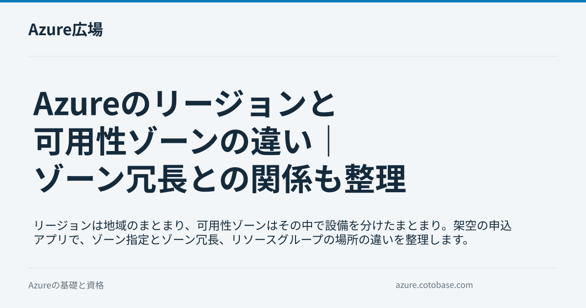 Azureのリージョンと可用性ゾーンの違い｜ゾーン冗長との関係も整理の記事タイトル画像