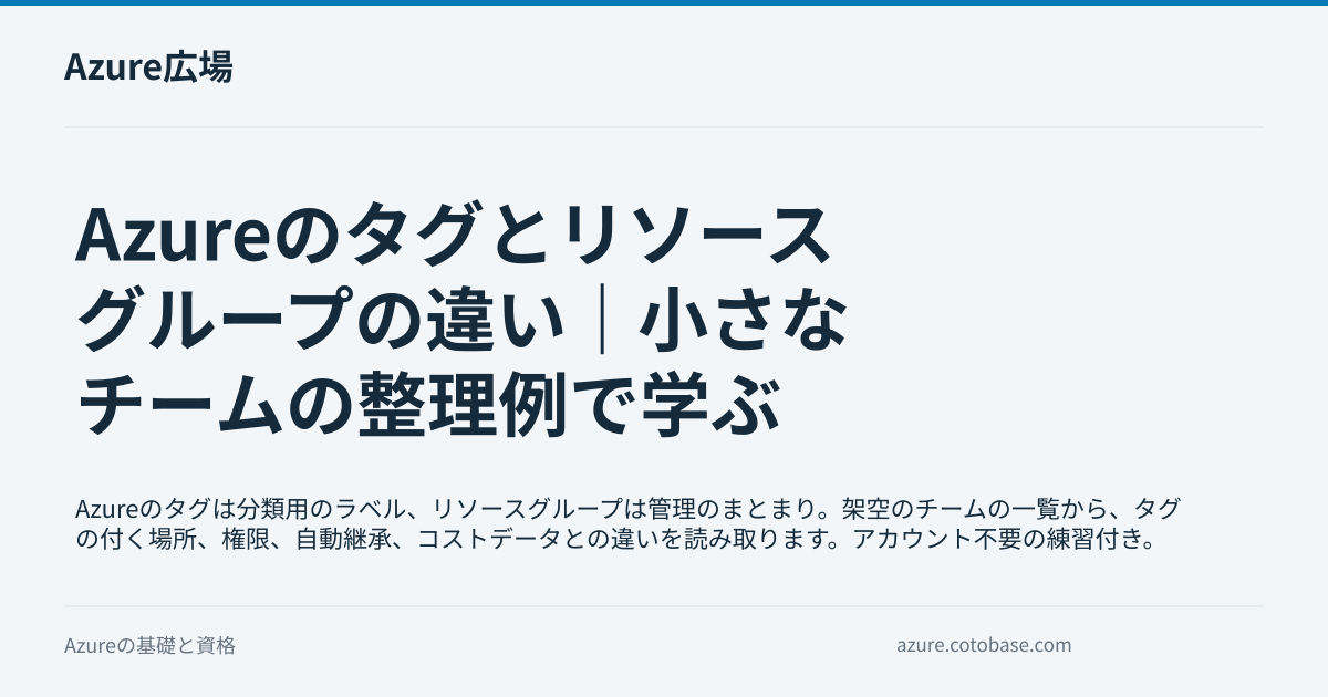 Azureのタグとリソースグループの違い｜小さなチームの整理例で学ぶの記事タイトル画像